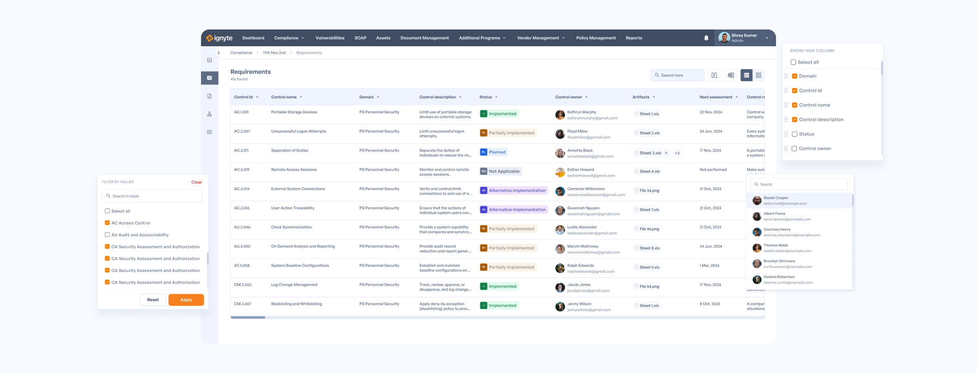 Ignyte's GRC Dashboard